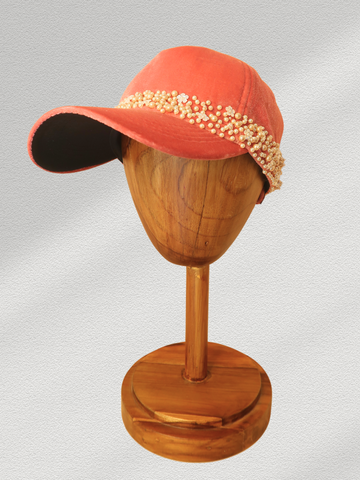 Blush Pink Corduroy Pearl Cap