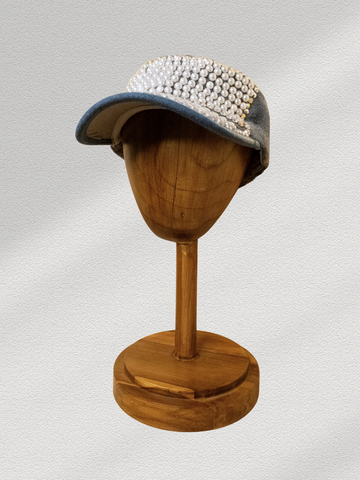 Crystal Pearl Denim Cap