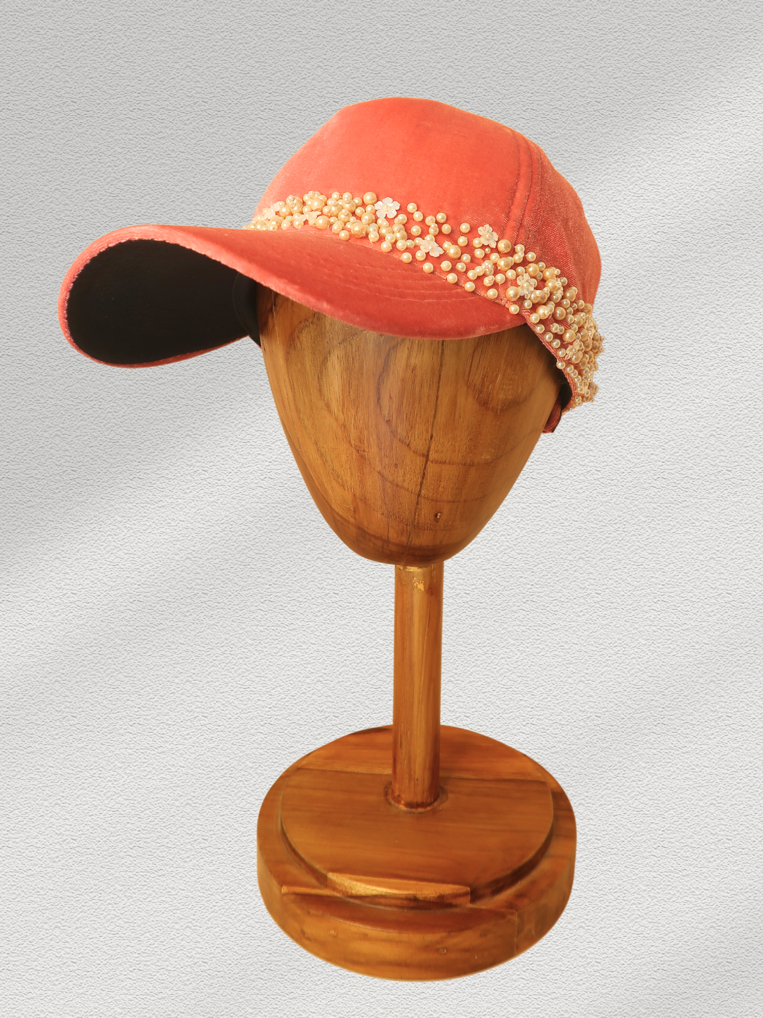 Blush Pink Corduroy Pearl Cap